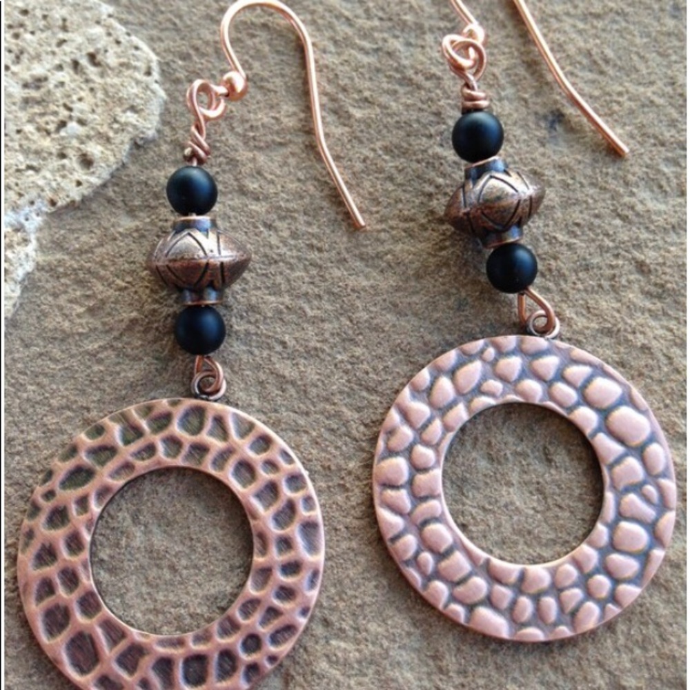Handmade Copper Textured Earrings